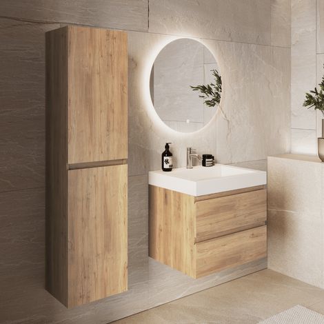 LOMAZOO Ensemble meuble de salle de bain Azuro 60 cm - Chêne (1/5)