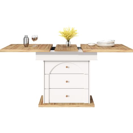 CAIziTable à manger télescopique (110-140×80cm), table de cuisine pliante pour 4-6 personnes, table à manger extensible, table de cuisine peu encombrante pour la cuisine et le salon, design minimalist (1/5)