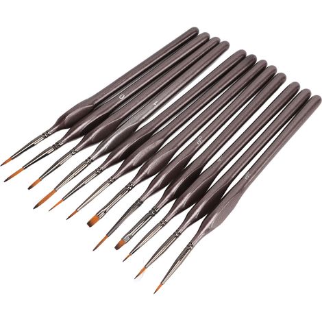 Ensemble de 12 pinceaux de précision avec manche triangulaire ergonomique pour une peinture acrylique équilibrée et stable.