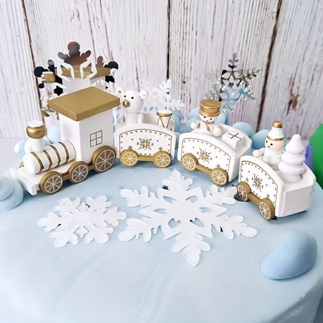 Train de Noël, décoration de Noël, présentoir cadeau en bois (1/5)