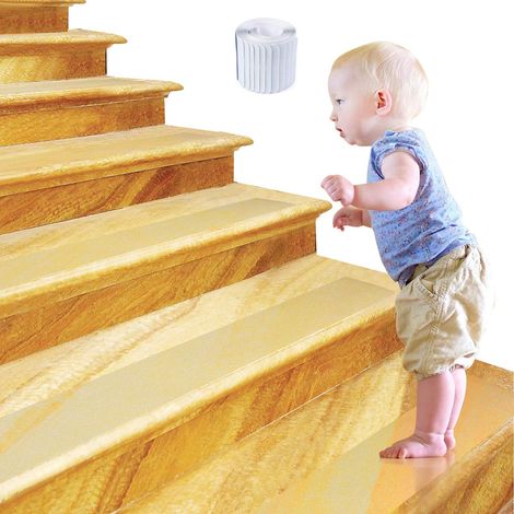 Lot de 15 bandes adhésives antidérapantes pour escaliers transparentes, résistantes et faciles à appliquer (1/5)