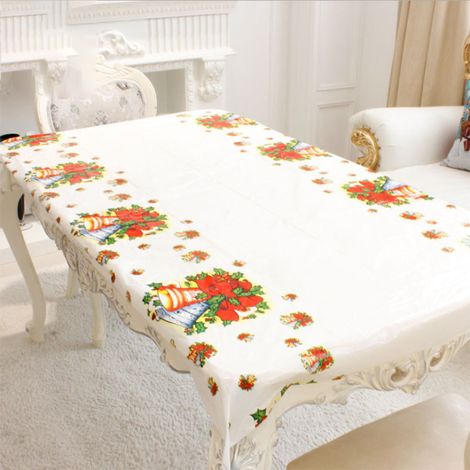 Nappe Jetable En Pvc Imprimée Noël - Décoration De Table Rectangulaire Pour Cuisine Et Salle À Manger - Lot De 1 (1/3)