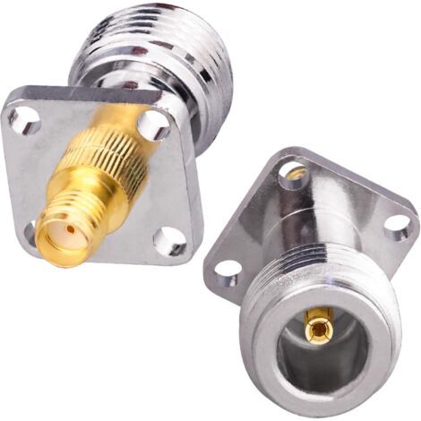 connecteurs N femelle vers SMA femelle, montage sur panneau, 4 trous, 17,5 mm, connecteur coaxial N vers SMA, type châssis pour antennes RF/radios WiFi, adaptateur coaxial RF, montage sur bride (1/5)