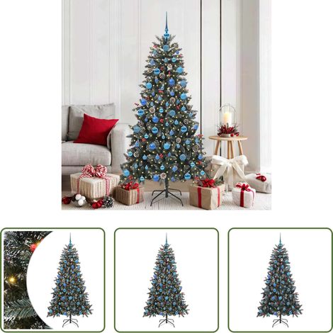 LED-Licht - Künstlicher Weihnachtsbaum Grün 180 cm PVC, Plastik und Stahl (1/5)