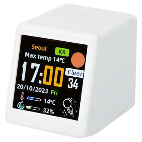 Intelligente Mini Wetterstation mit WLAN, digitaler Tischuhr und IPS LCD Bildschirm, ein praktisches Dekorationsobjekt (Weiß) (1/5)