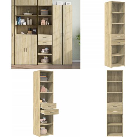 Highboard Sonoma-Eiche 45x42,5x185 cm Holzwerkstoff - Sideboard - Hochschrank - Wohnzimmermöbel - Eiche Dekor - Holzwerkstoff - Home & Living (1/5)