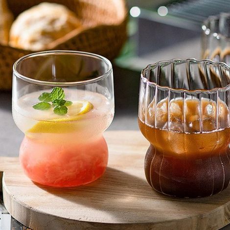 Verre à boire, verrerie vintage, gobelet en verre pour boissons chaudes et froides, eau, soda, lait, jus, transparent (1/5)