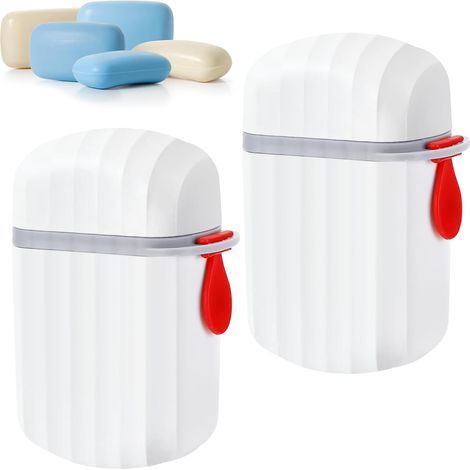 Jabonera de viaje de 2 piezas, recipiente portátil de jabón de doble capa, jabonera a prueba de fugas con tapa, ideal para acampar, actividades al aire libre y el baño. (1/5)