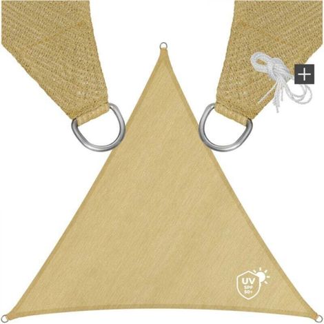 Voile d'ombrage triangulaire, tissu Oxford, jaune sable, 2M×2M×2M (1/5)