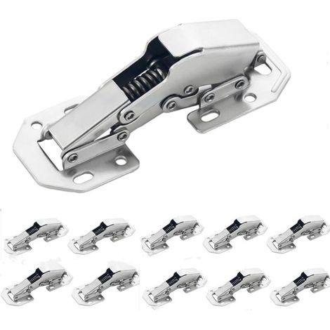 Charnières à fermeture amortie pour portes de placards de cuisine (8 vis incluses) - invisibles - lot de 10, 10 cm, argent (1/5)