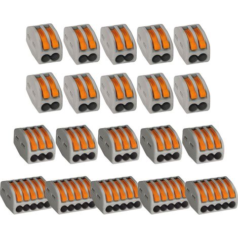Vasalat Wago 222 - Morsetto a 2/3/5 fili, 4 mm², set di morsetti di collegamento, grigio/arancione (1/5)