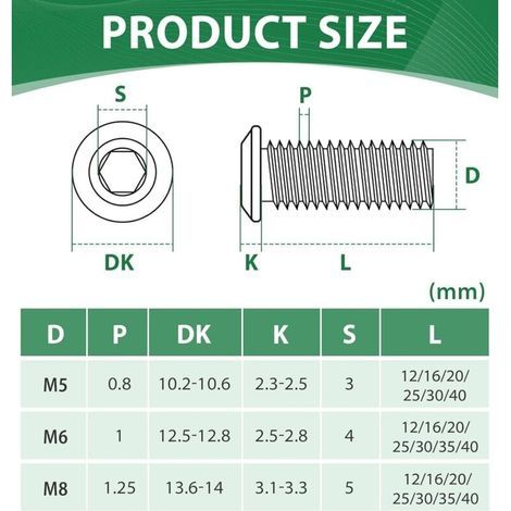 Pack of 20 M6 x 20 flat head socket head cap screws in 304 stainless steel with Allen key for furniture, parking spaces, electrical appliances, motorcycle accessories, etc. (1/5)