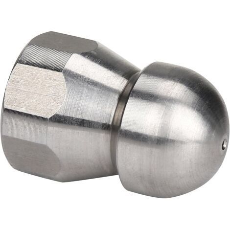 Stainless Steel Fixed Sewer Jet Nozzle, Button Nose 3/8 Inch Female 4.0 Orifice, 4000 PSI (1/4)