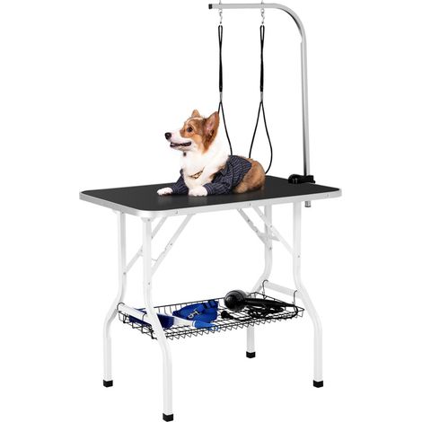 Yaheetech – Table de toilettage pliante pour chien et chat – Surface antidérapante 91x61cm – Potence réglable et 2 sangles – Capacité 100kg