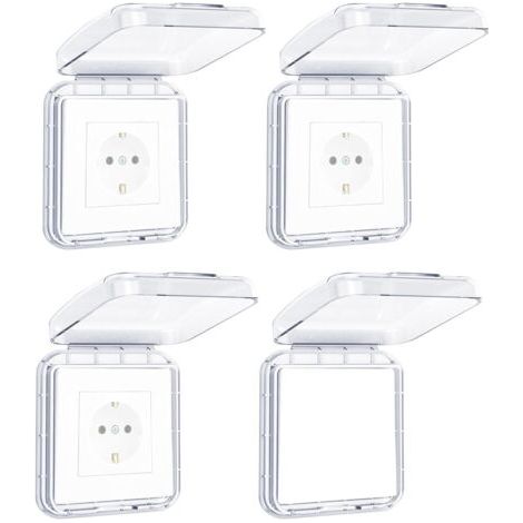 BUNTHAUS Cache Interrupteur Mural, Type 86 Réversible Cache Prise Murale Étanche, Ultra Mince Sans Perçage Cache Prise Electrique pour Salle de Bain, Chambres, Cuisine, Extérieur, Transparent, 4 Pièce (1/5)