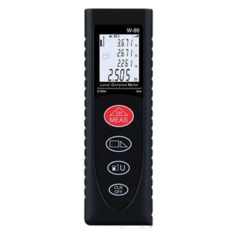 Distancemètre laser, outil de mesure laser portable avec rétroéclairage, mesure de distance pour volume/surface/piles pythagoriciennes incluses (60 m) (1/4)
