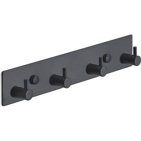 Garderobenständer 4 Haken 25 cm Edelstahl Türhaken für Küche Hakenleiste schwarz Wandgarderobe Badezimmer Wohnzimmer und Flur für Hüte Schals (1/5)