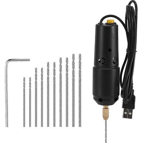 Mini perceuse pour la création de bijoux. kit de perceuse électrique USB avec 10 forets de 0.8 à 1.2 mm pour le moulage de résine. (1/5)