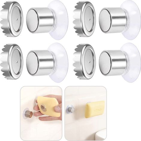 MINKUROW Set mit 4 magnetischen Seifenschalen mit Saugnapf Schlichtes Design und starke Befestigung Edelstahl Wandhalterung Ohne Bohren Badezimmer Küche Toilette (1/5)
