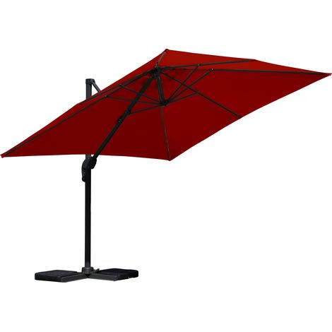Randaco Sombrilla roja Ø300 cm: sombrilla grande para terrazas y jardines.