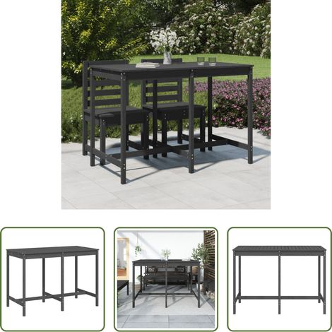 Holz - Gartentisch Grau 159,5x82,5x110 cm Massivholz Kiefer (1/5)