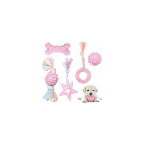 Ensemble de 5 jouets pour chien – Corde et balle indestructibles – TPR non toxique – Nettoyage dentaire – Pour chiots et petits chiens (1/5)