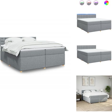 Sommier à lattes de lit avec matelas Gris clair 200x200cm Tissu - Sommier À Lattes De Lit - Sommiers À Lattes De Lit - Lit - Meuble De Chambre À Coucher (1/5)
