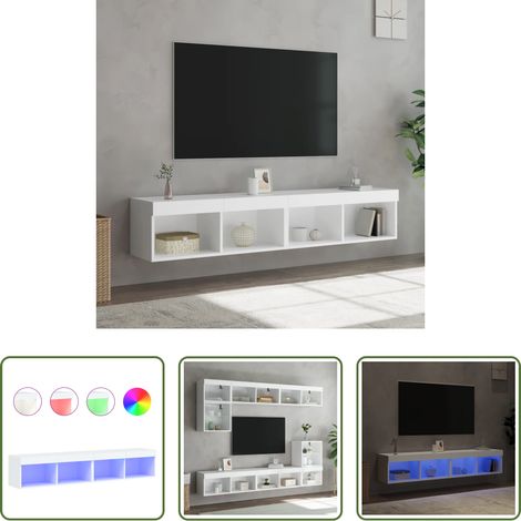 LED-Leuchten - TV-Schränke mit LED-Leuchten 2 Stk. Weiß 80x30x30 cm (1/5)