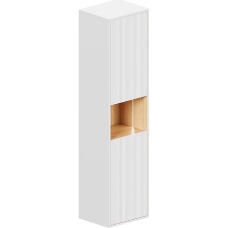 BERNSTEIN - Mobiletto alto pensile bianco opaco MDF 42x170x35cm (LxAxP), cerniere flessibili sinistra/destra - BELDIVO	Bianco opaco