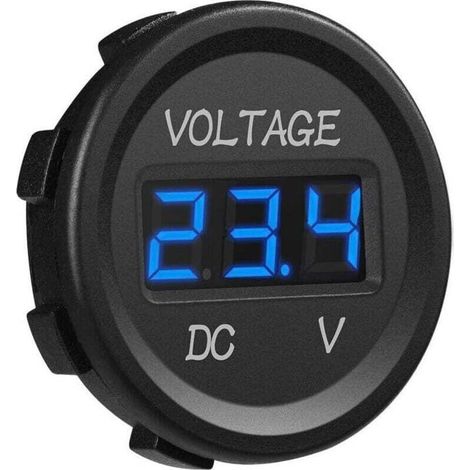 12–24 V Gleichstrom-Voltmeter mit wasserdichter LED-Digitalanzeige für Boote, Motorräder, LKWs und Schiffe (Blau) – Crezuo