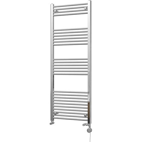 Zennor - Chrome Dual Fuel Towel Rail H1600mm x W600mm Thermostatic - Straight (1/3)