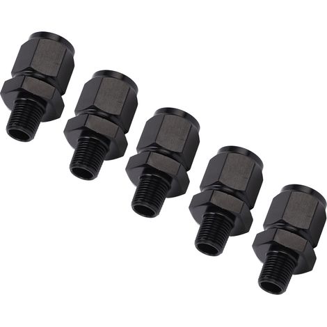 Lot de 5 adaptateurs 6AN femelle vers 1/4 NPT mâle en aluminium, raccords droits pour tuyaux, adaptés aux liquides (huile, essence, etc.). (1/5)