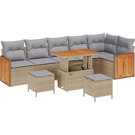 Maison Exclusive - Gartensofa-set mit Kissen 11 pcs Beige und Hel