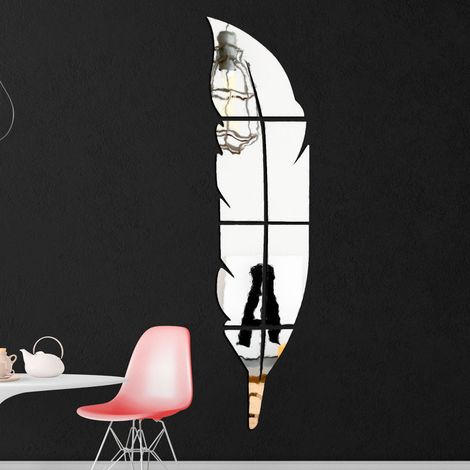 Sticker miroir plume 120 x 30 cm - Autocollants stickers adhésifs effet miroir (1/4)