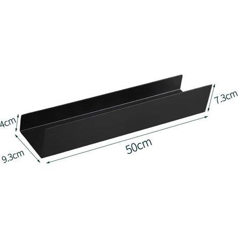 Étagère de rangement murale noire (50 cm) pour salle de bain et cuisine. Organisateur d'accessoires de salle de bain. (1/5)