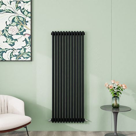 AICA 1500x560mm 3 Column Vertical Black Radiator Central Heating Cast Iron Style