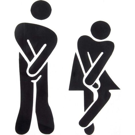 Toilettes - Toilettes - Salle de bain - WC - Humour - Autocollant humoristique pour porte de salle de bain - Décoration intérieure - Mini autocollant mural amovible pour toilettes - 2 pièces (1/5)