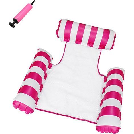 Matelas gonflable pour piscine,Hamac gonflable à eau,Jouet de piscine 4 en 1,Hamac à eau,Pour adulte,Piscine gonflable,Pliable(Rose) (1/5)