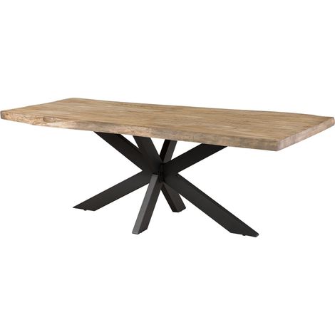 FREEFORM 5 Tavolo da pranzo in legno di mango - verniciato beige / gambe incrociate antracite matt 180x90