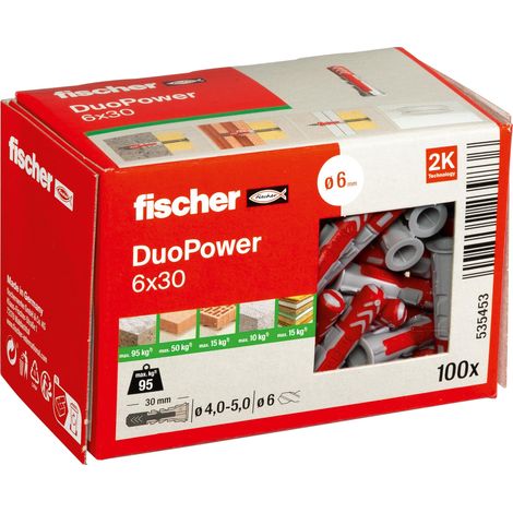 Cheville bi-matière et multi-matériaux DUOPOWER 6x30 / Boîte de 100 (1/5)