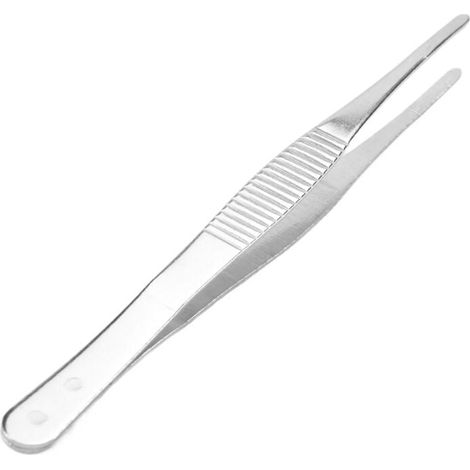 Pinzette in acciaio inossidabile da 14 cm con punta rotonda e finitura argento (1/4)
