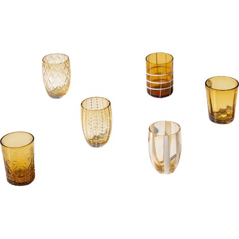 Zafferano Melting Pot X6 Verres Unicolores - Ambre, Verre Soufflé Main 32Cl, Artisanaux, Design Chaleureux, Pour Cocktails (1/4)