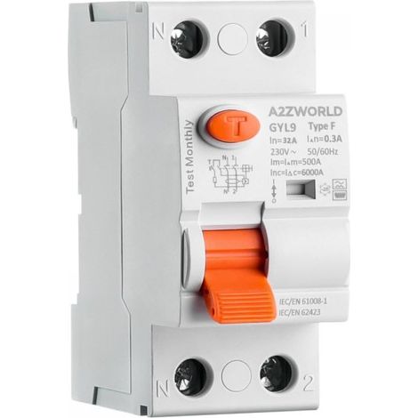 RCCB Interruttore Differenziale Puro Tipo F 1P+N 2M 6000A 300mA 32A AC 230V IP20 IEC61008-1 GYL9