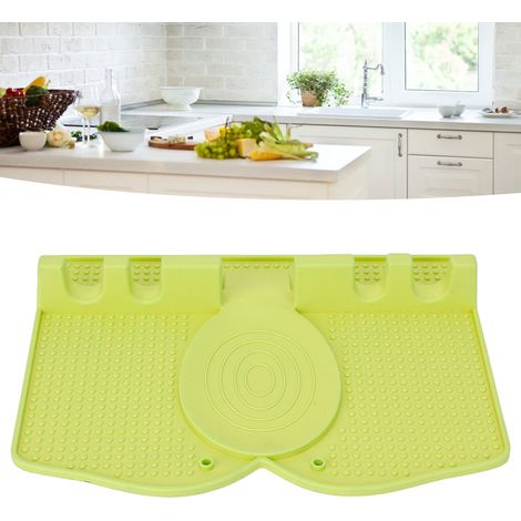 Support en silicone pour ustensiles de cuisine, dessous de plat isolant pour cuillère à soupe et condiments, repose-cuillère facile à nettoyer, tapis de cuisine vert clair (1/5)