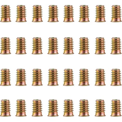 100 Pièces Insert Fileté Bois M6 x 15mm,Inserts d'écrou, Écrou hexagonal fileté en alliage de zinc,écrous à visser,Manchons à Visser,Écrou à Tête pour meubles en bois. (1/5)