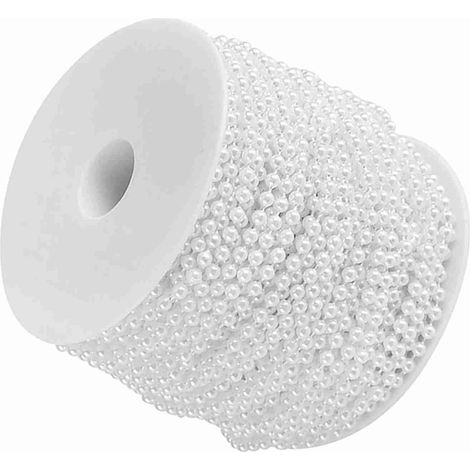 Rideau de perles fausses en ABS 40 m rouleau 4 mm decor mariage fete perles bijoux DIY blanc beige (1/5)