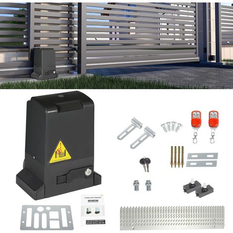TolleTour Apriporta scorrevole 370W fino a 800 kg, motore elettrico per cancelli con 2 tasti e telecomando, operatore per cancelli - Nero