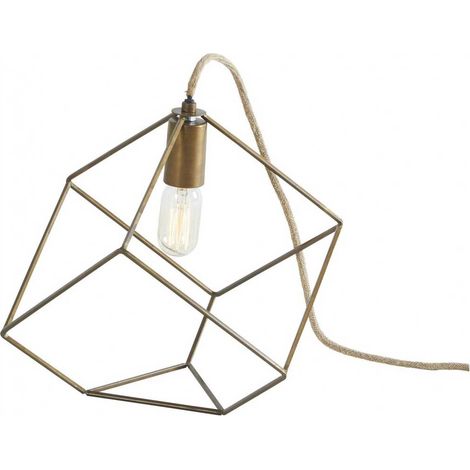 Lampe à poser Tara en métal doré et fil jute