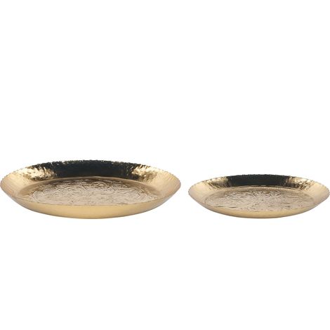 Conjunto de 2 bandejas de metal dorado texturizado joyero glamour accesorio Sadane
