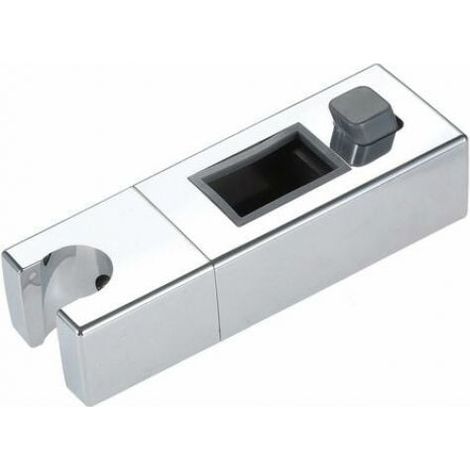 Support Pommeau De Douche - Pour Barre Coulissante Carrée 18 X 30 Mm - Réglable Hauteur Bouton Poussoir - Salle De Bain - 1 Pièce (1/5)